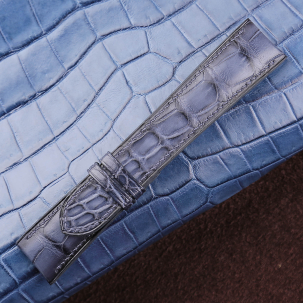 Patina Curved Ends Padded Light Borwn Alligator Leather Watch Strap