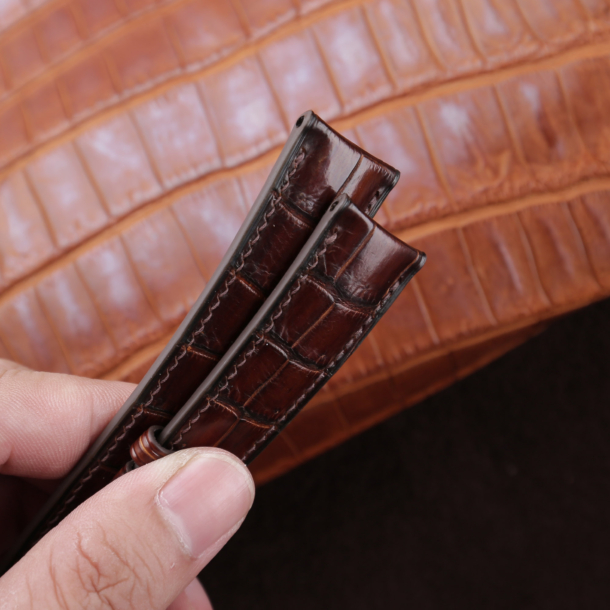 Patina Padded Brown Alligator Leather Watch Strap