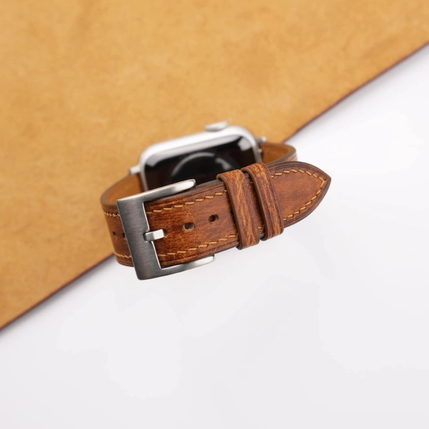 Patina Golden Vachetta Leather Apple Watch Band