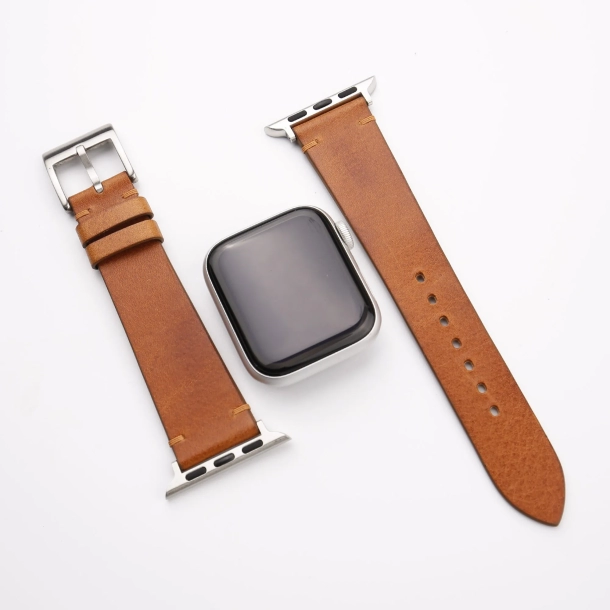 Vintage Golden Vachetta Leather Side-Stitch Apple Watch Band
