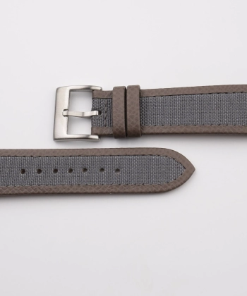Grey Canvas Folded Edge Epsom Watch Strap