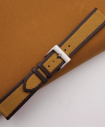 Brown Canvas Folded Edge Dark Brown Epsom Watch Strap