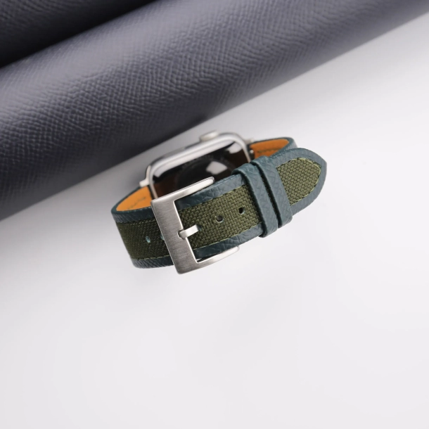 Forest Canvas Folded Edge Epsom Apple Watch Band
