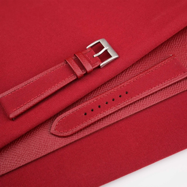 Red Canvas Folded Edge Red Epsom Watch Strap