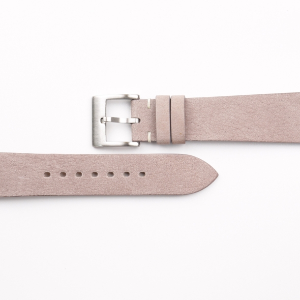 Vintage Pinkish Grey Nubuck Leather Side-Stitch Watch Strap