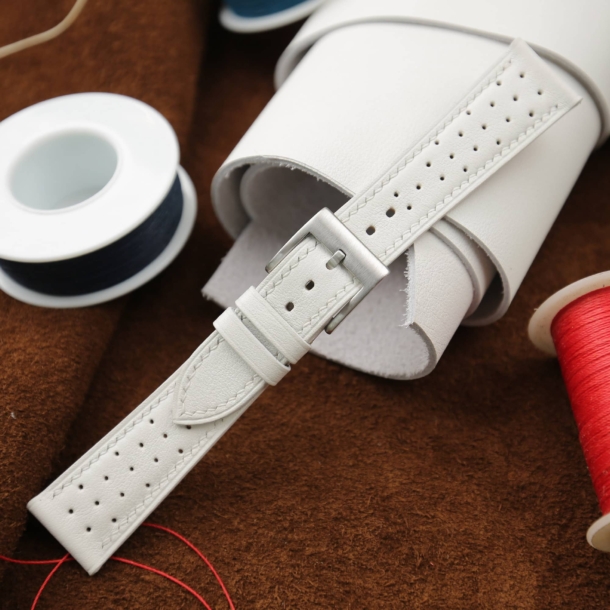 Rally White Swift Leather Watch Strap