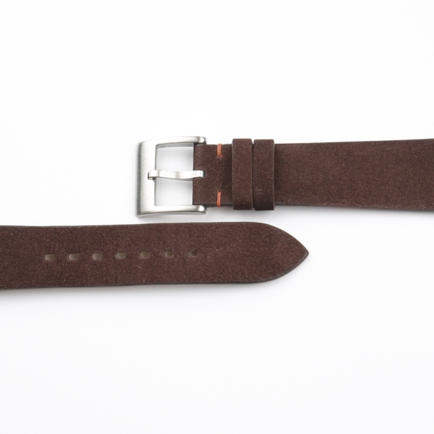 Vintage Woody Brown Nubuck Leather Side-Stitch Watch Strap