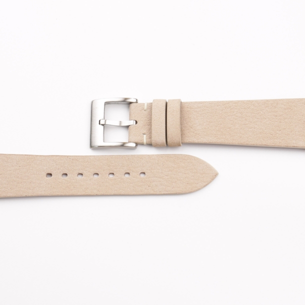 Vintage Light Cream Nubuck Leather Side-Stitch Watch Strap