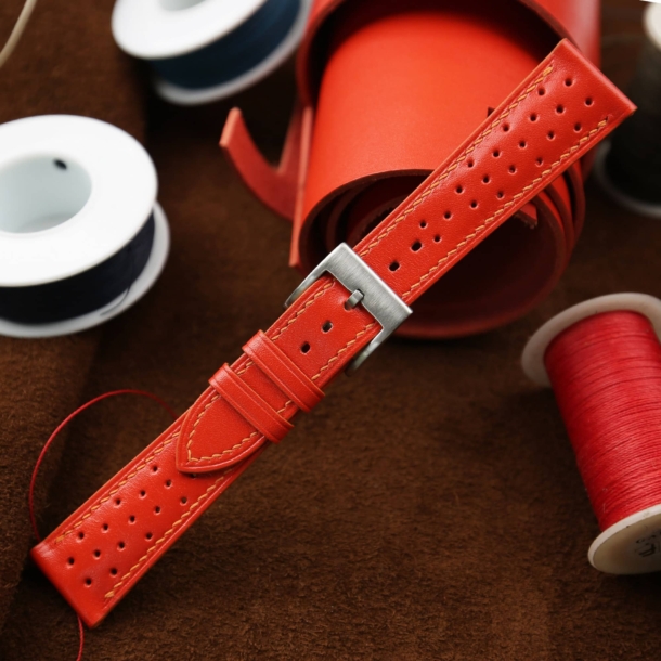 Rally Red Swift Leather Watch Strap