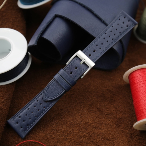 Rally Navy Swift Leather Watch Strap