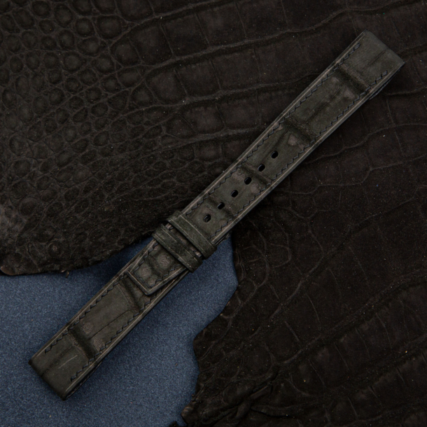 Nubuck Black Alligator black Lining Goatskin Fixed Bars Watch Strap