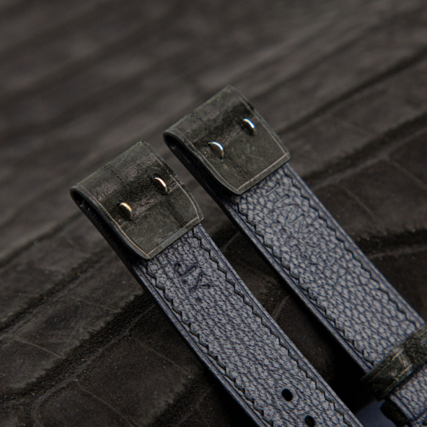 Nubuck Black Alligator black Lining Goatskin Fixed Bars Watch Strap