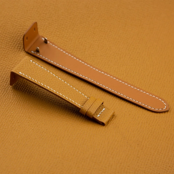 Sesame Epsom Leather Fixed Bars Watch Strap