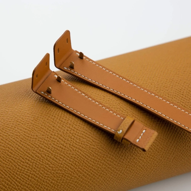 Sesame Epsom Leather Fixed Bars Watch Strap