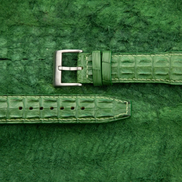 pilot green alligator orange lining watch strap