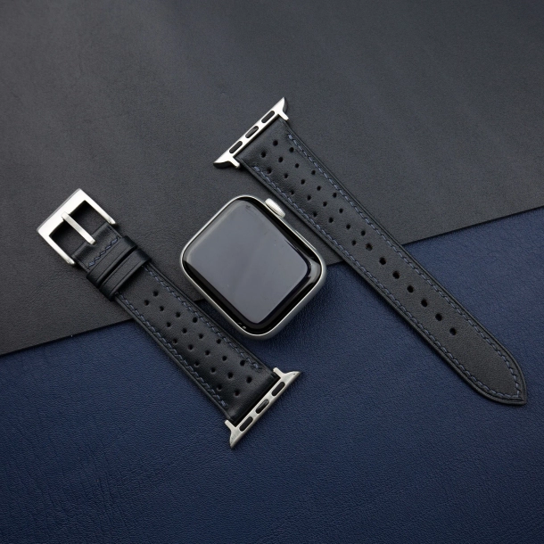 Rally Midnight Blue Swift Leather Apple Watch Band