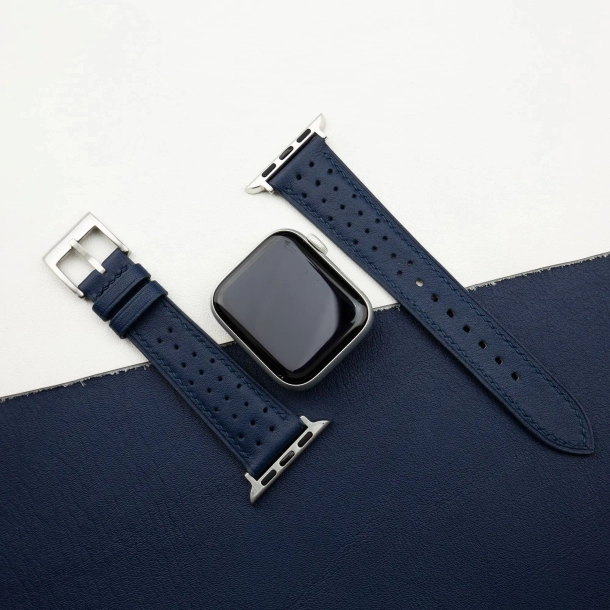 Rally Navy Swift Leather Apple Watch Band