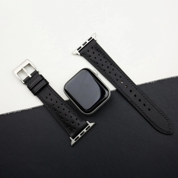 Rally Black Swift Leather Apple Watch Band