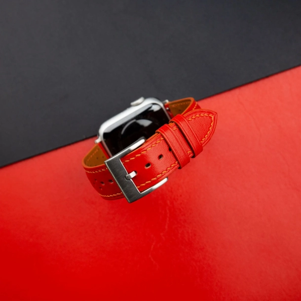 Rally Red Swift Leather Apple Watch Band