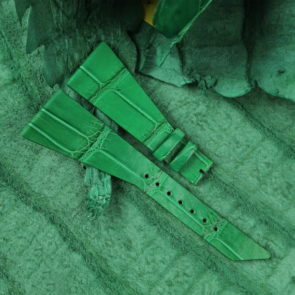 Asymmetric Light Green Alligator Leather Watch Strap - King Midas