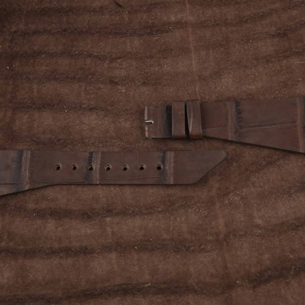 Asymmetric Chocolate Alligator leather watch strap - Image 2