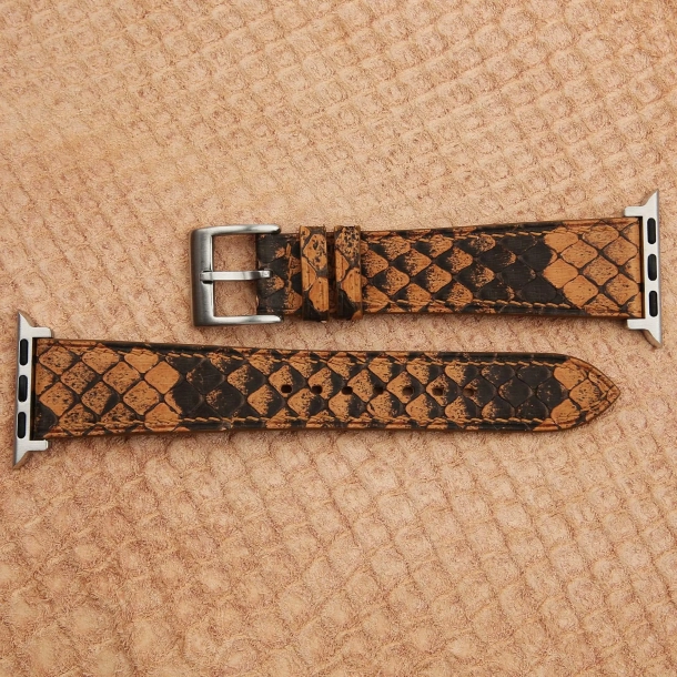 Orange Python Leather Apple watch band