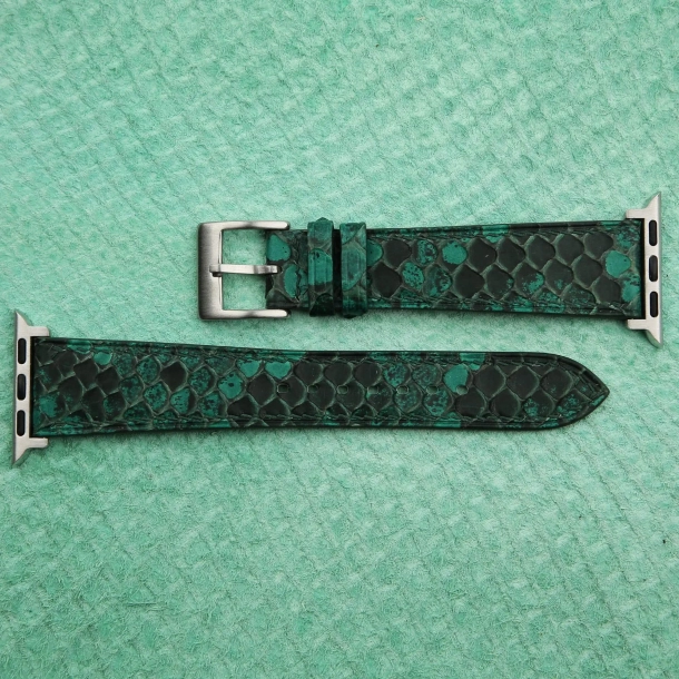 Green Python Leather Apple watch band 3 Green Python Leather Apple watch band - Image 3