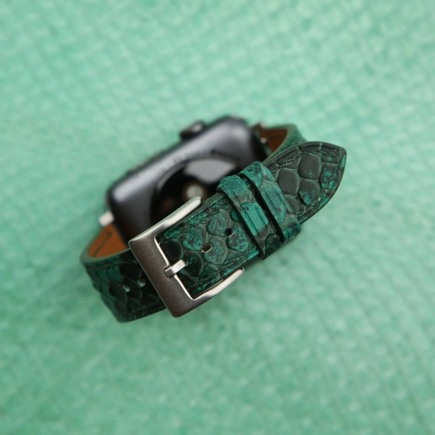 Green Python Leather Apple watch band 2 Green Python Leather Apple watch band - Image 2