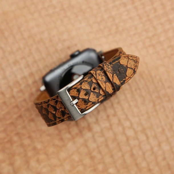 Orange Python Leather Apple watch band