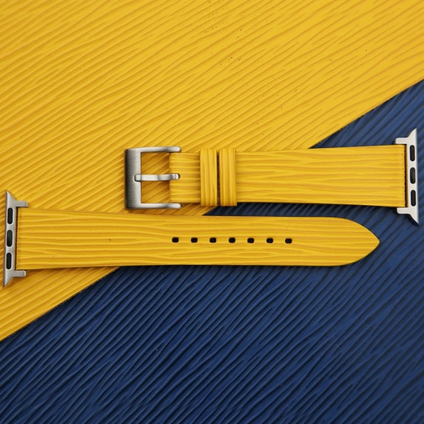Yellow Calfskin Apple watch band – Waves Texture
