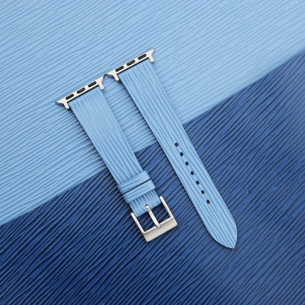 Blue Calfskin Apple watch band – Waves Texture