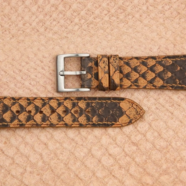 Orange Python Leather Watch Strap