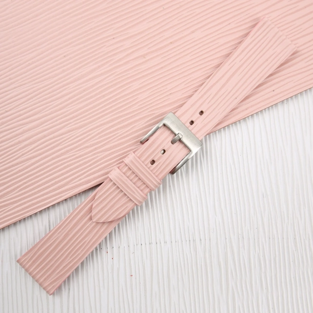 Light Pink Calfskin Watch Strap - Waves Texture