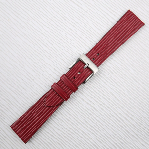 Red Calfskin Watch Strap - Waves Texture