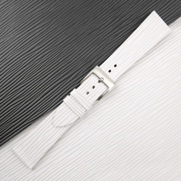 White Calfskin Watch Strap - Waves Texture