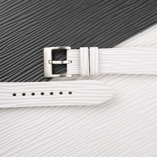White Calfskin Watch Strap - Waves Texture