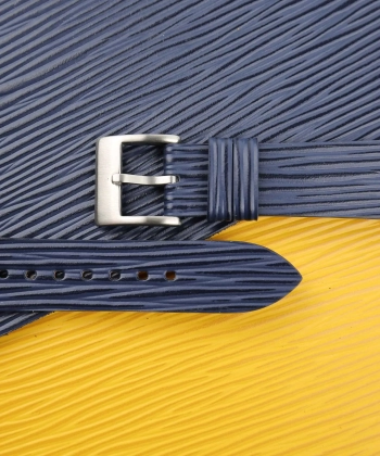 Navy Calfskin Watch Strap - Waves Texture