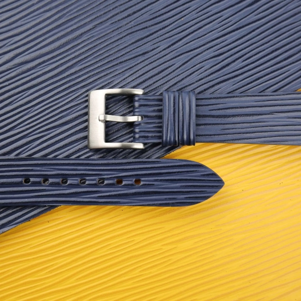 Navy Calfskin Watch Strap - Waves Texture