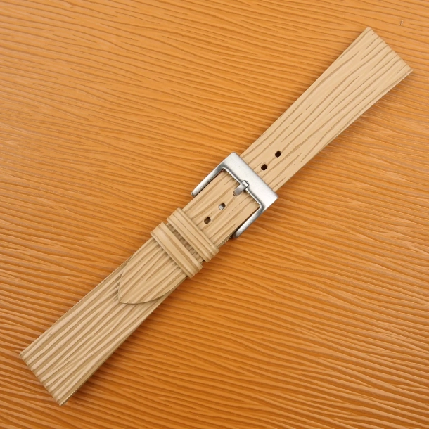 Beige Calfskin Watch Strap - Waves Texture - Image 3