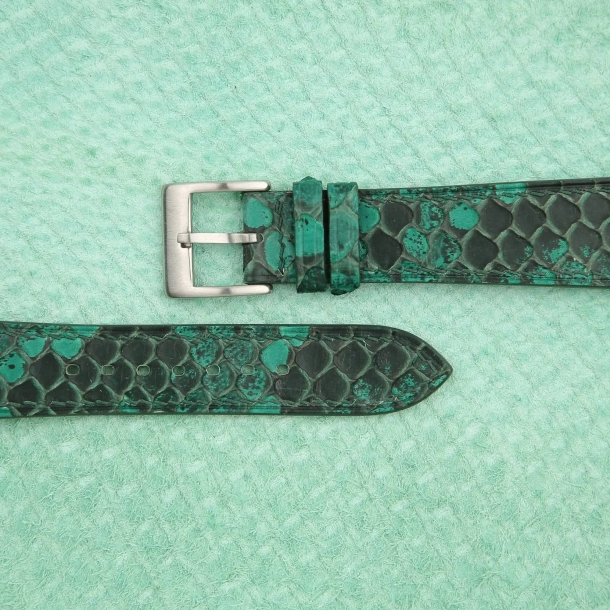 Green python leather watch strap 2
