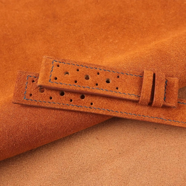 Rally Burnt Orange Suede Leather Watch Strap 2 Rally Burnt Orange Suede Leather Watch Strap - Image 2