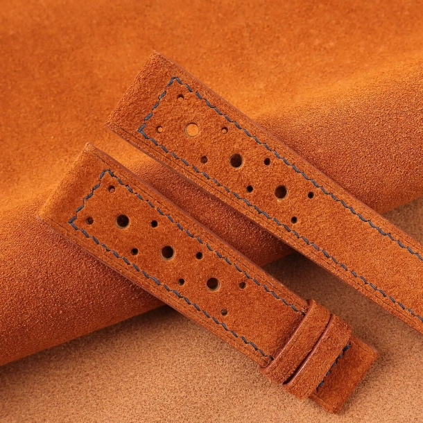 Rally Burnt Orange Suede Leather Watch Strap 4 Rally Burnt Orange Suede Leather Watch Strap - Image 4