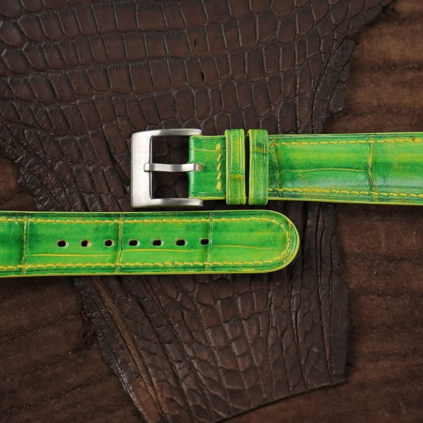 Patina Bamboo Alligator Leather Watch Strap - Image 3