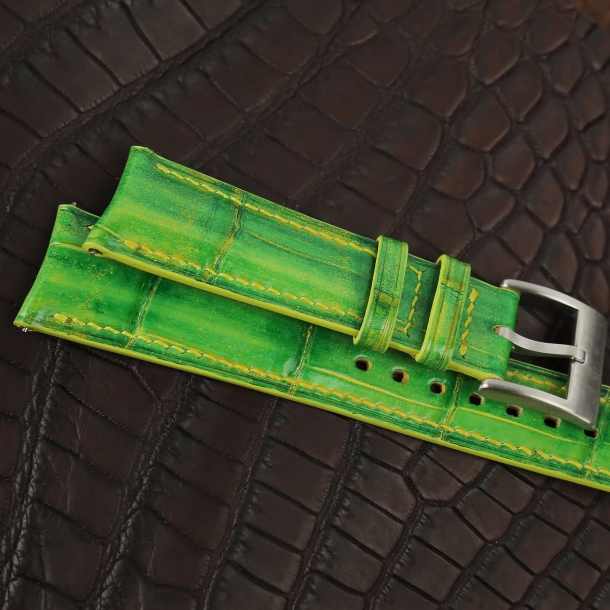 Patina Bamboo Alligator Leather Watch Strap - Image 4