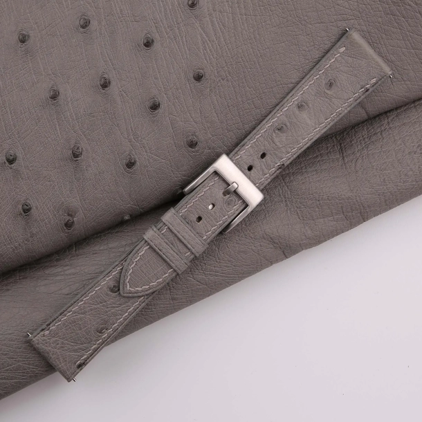 Grey Ostrich leather Watch Strap