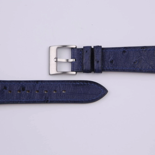 Dark Blue Ostrich leather Watch Strap - Image 2