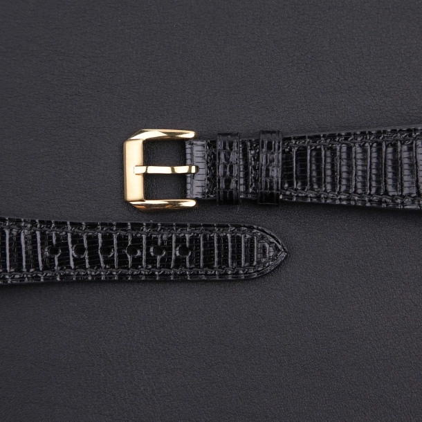Black Lizard leather Fixed Bars watch strap