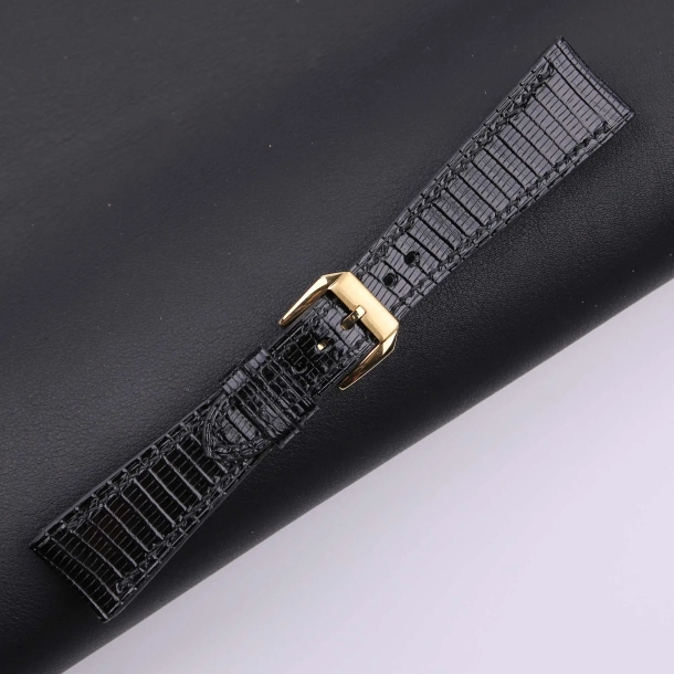 Black Lizard leather Fixed Bars watch strap