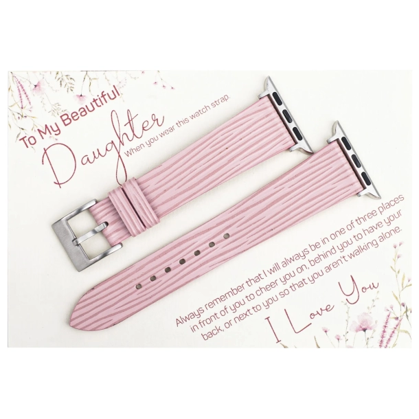 Light Pink Epi Leather Apple Watch Band Gift for Daughter