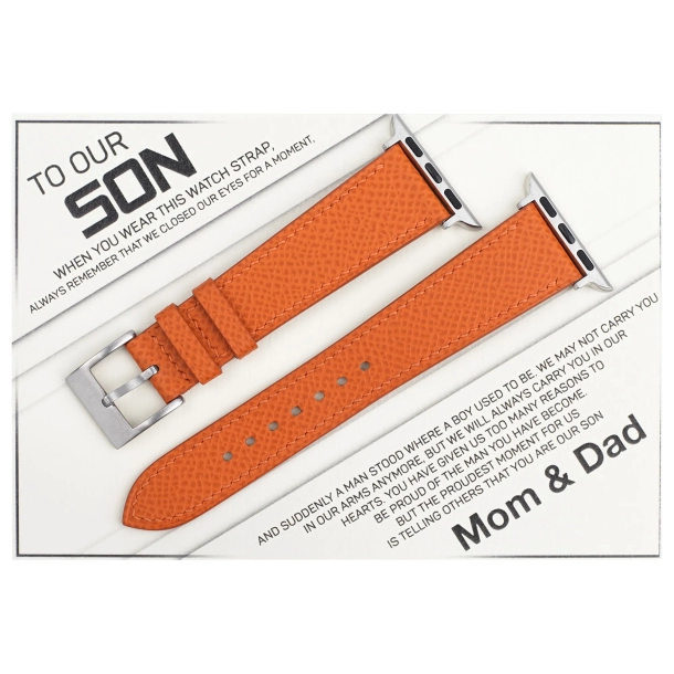 Orange Epsom Leather Apple Watch Band Gift for Son